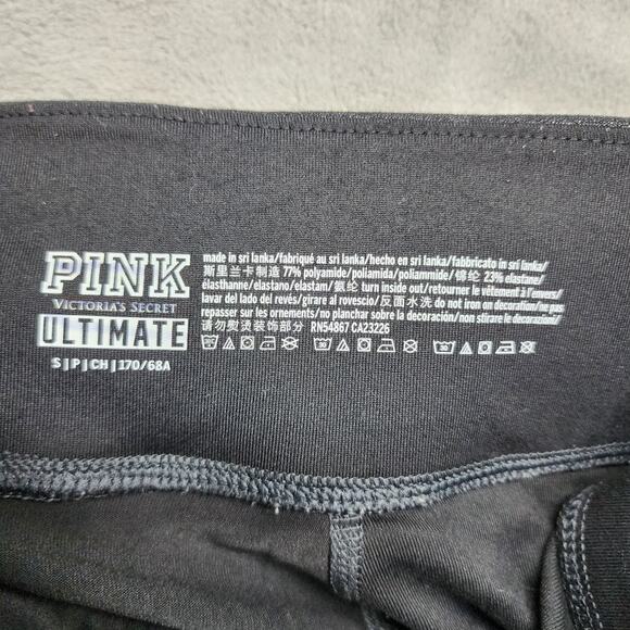 Victoria's Secret PINK Ultimate Womens SMALL Black Sparkle Leggings Pockets Yoga - Picture 5 of 8